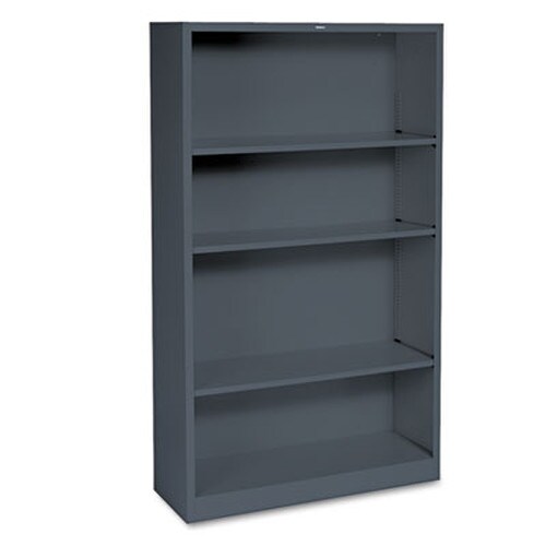HON® Metal Bookcase, Four-Shelf, 34.5w x 12.63d x 59h, Charcoal Item: HONS60ABCS