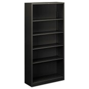 HON® Metal Bookcase, Five-Shelf, 34.5w x 12.63d x 71h, Charcoal Item: HONS72ABCS