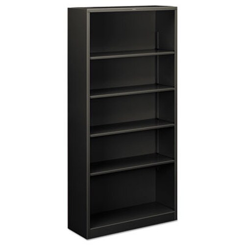 HON® Metal Bookcase, Five-Shelf, 34.5w x 12.63d x 71h, Charcoal Item: HONS72ABCS