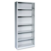 HON® Metal Bookcase, Six-Shelf, 34.5w x 12.63d x 81.13h, Light Gray Item: HONS82ABCQ