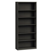 HON® Metal Bookcase, Six-Shelf, 34.5w x 12.63d x 81.13h, Charcoal Item: HONS82ABCS