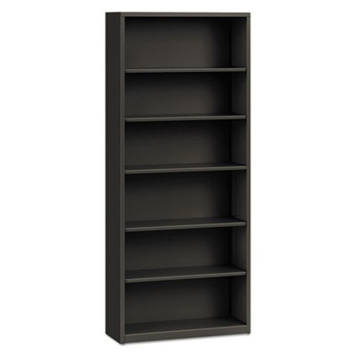 HON® Metal Bookcase, Six-Shelf, 34.5w x 12.63d x 81.13h, Charcoal Item: HONS82ABCS