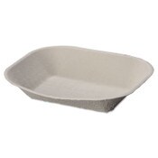 Chinet® Savaday Molded Fiber Food Tray, 1-Compartment, 7 x 9, Beige, Paper, 250/Bag, 500/Carton Item: HUH10405CT