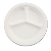 Chinet® Paper Dinnerware, 3-Compartment Plate, 9.25" dia, White, 500/Carton Item: HUH21228