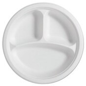 Chinet® PaperPro Naturals Fiber Round Plates, 3-Compartment Plate, 10.25" dia, Natural, 125/Pack, 4 Packs/Carton Item: HUH25777CT