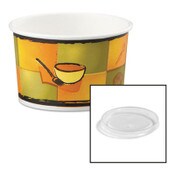 Chinet® Streetside Paper Food Container with Plastic Lid, Streetside Design, 8-10 oz, 250/Carton Item: HUH70408