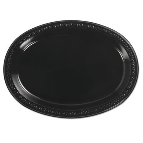 Chinet® Heavyweight Plastic Platters, 8 x 11, Black, 125/Bag, 4 Bag/Carton Item: HUH81411