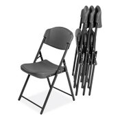 Iceberg Rough n Ready Commercial Folding Chair, Supports Up to 350 lb, 18" Seat Height, Charcoal Seat/Back, Charcoal Base, 4/Pack Item: ICE64037