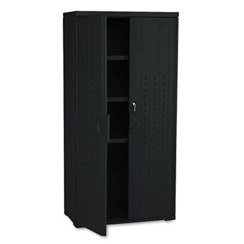 Iceberg Rough n Ready Storage Cabinet, Three-Shelf, 33w x 18d x 66h, Black Item: ICE92551