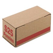 Iconex™ Corrugated Cardboard Coin Storage with Denomination Printed On Side, 8.5 x 4.38 x 3.63, Red Item: ICX94190086
