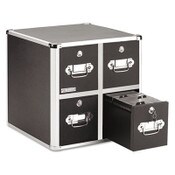 Vaultz® Four-Drawer CD File Cabinet, Holds 660 Folders or 240 Slim/120 Standard Cases, Black Item: IDEVZ01049