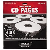 Vaultz® Two-Sided CD Refill Pages for Three-Ring Binder, 8 Disc Capacity, Clear/Black, 50/Pack Item: IDEVZ01415
