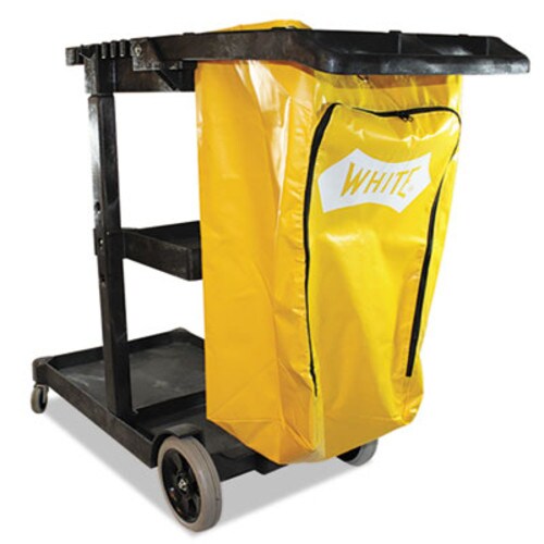 Impact® Janitorial Cart, Plastic, 3 Shelves, 1 Bin, 20.5" x 48" x 38", Yellow Item: IMP6850