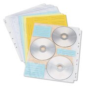 Innovera® Two-Sided CD/DVD Pages for Three-Ring Binder, 6 Disc Capacity, Clear, 10/Pack Item: IVR39301
