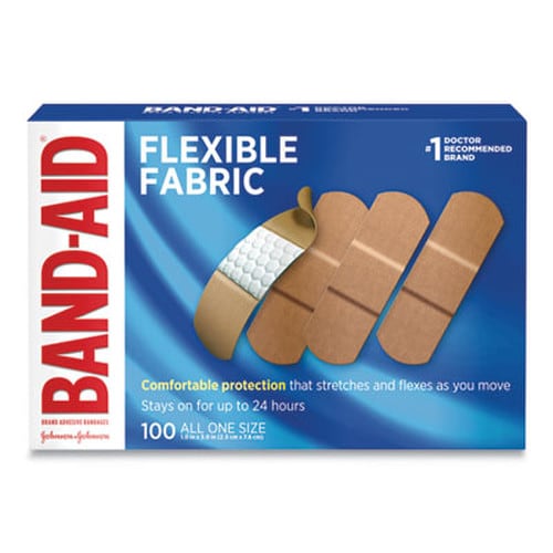 BAND-AID® Flexible Fabric Adhesive Bandages, 1 x 3, 100/Box Item: JOJ4444