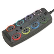 Kensington® SmartSockets Surge Protector, 8 AC Outlets, 8 ft Cord, 3,090 J, Dark Gray Item: KMW62691