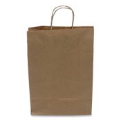 Kari-Out® Kraft Paper Bags, Natural Kraft Flat Handles, 10" x 6" x 13", Natural, 250/Carton Item: KOT1200110