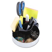 Kantek Rotating Desk Organizer, 8 Compartments, Plastic, 6 x 5.75 x 4.5, Black/Silver Item: KTKORG620