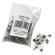 Charles Leonard® Safety Pins, Nickel-Plated, Steel, 1.5" Length, 144/Pack Item: LEO83150