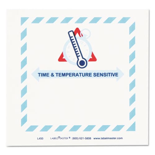 LabelMaster® Shipping and Handling Self-Adhesive Labels, TIME and TEMPERATURE SENSITIVE, 5.5 x 5, Blue/Gray/Red/White, 500/Roll Item: LMTL450