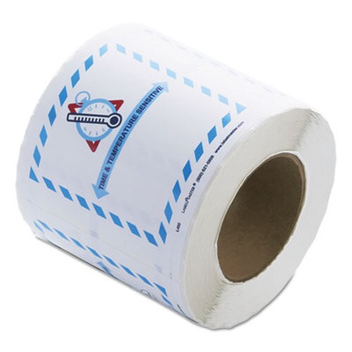 LabelMaster® Shipping and Handling Self-Adhesive Labels, TIME and TEMPERATURE SENSITIVE, 5.5 x 5, Blue/Gray/Red/White, 500/Roll Item: LMTL450