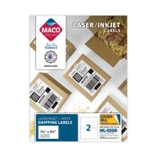 MACO® Cover-All Opaque Laser/Inkjet Shipping Labels, Internet Format, 5.5 x 8.5, White, 2 Labels/Sheet, 100 Sheets/Box Item: MACML0200
