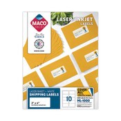 MACO® Cover-All Opaque Laser/Inkjet Shipping Labels, Inkjet/Laser Printers, 2 x 4, White, 10 Labels/Sheet, 100 Sheets/Box Item: MACML1000