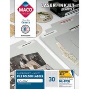 MACO® Cover-All Opaque File Folder Labels, Inkjet/Laser Printers, 0.66 x 3.44, White, 30 Labels/Sheet, 50 Sheets/Box Item: MACMLFF31