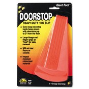 Master Caster® Giant Foot Doorstop, No-Slip Rubber Wedge, 3.5w x 6.75d x 2h, Safety Orange Item: MAS00965