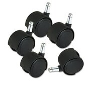 Master Caster® Deluxe Duet Casters, Grip Ring Type B and Type K Stems, 2" Soft Polyurethane Wheel, Matte Black, 5/Set Item: MAS23624