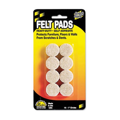 Master Caster® Scratch Guard Felt Pads, 1" dia, Circular, Beige, 16/Pack Item: MAS88496