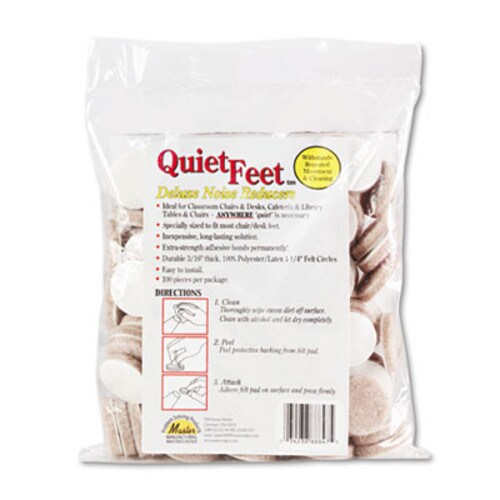 Master Caster® Quiet Feet Deluxe Noise Reducers, 1.25" dia, Circular, Beige, 100/Pack Item: MAS88847