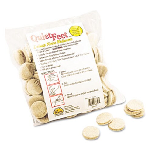 Master Caster® Quiet Feet Deluxe Noise Reducers, 1.25" dia, Circular, Beige, 100/Pack Item: MAS88847