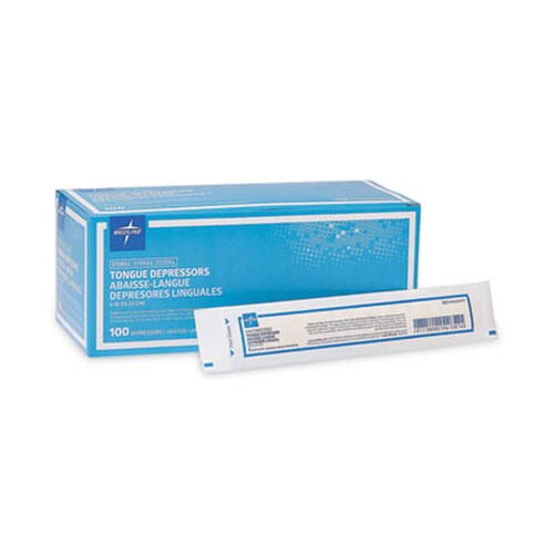 Medline Sterile Tongue Depressors, Wood, 6" Long, 100/Box Item: MIIMDS202075