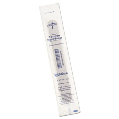Medline Sterile Tongue Depressors, Wood, 6" Long, 100/Box Item: MIIMDS202075
