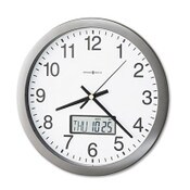 Howard Miller® Chronicle Wall Clock with LCD Inset, 14" Overall Diameter, Gray Case, 2 AA (sold separately) Item: MIL625195