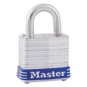 Master Lock® Four-Pin Tumbler Lock, Laminated Steel Body, 1.12" Wide, Silver/Blue, 2 Keys Item: MLK7D