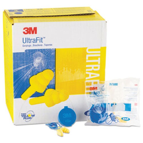 3M™ E-A-R UltraFit Multi-Use Earplugs, Corded, 25NRR, Yellow/Blue, 50 Pairs Item: MMM3404002