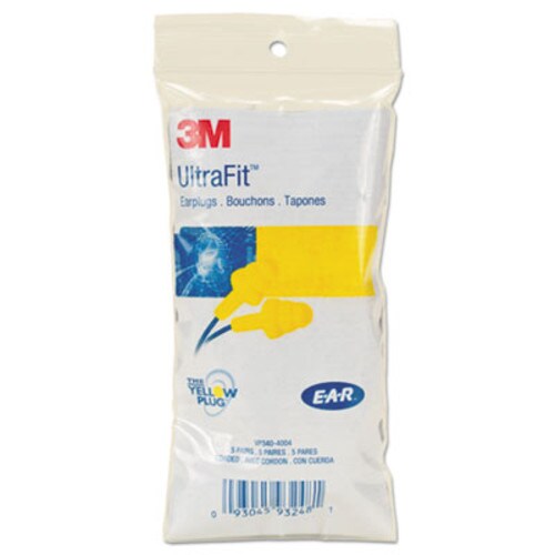 3M™ E-A-R UltraFit Earplugs, Corded, Premolded, Yellow, 100 Pairs Item: MMM3404004