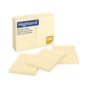 Highland™ Self-Stick Notes, Note Ruled, 4" x 6", Yellow, 100 Sheets/Pad, 12 Pads/Pack Item: MMM6609YW