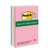 Post-it® Greener Notes Original Recycled Note Pads, Note Ruled, 4" x 6", Sweet Sprinkles Collection Colors, 100 Sheets/Pad, 5 Pads/Pack Item: MMM660RPA