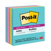 Post-it® Notes Super Sticky Pads in Supernova Neon Collection Colors, Note Ruled, 4" x 4", 90 Sheets/Pad, 6 Pads/Pack Item: MMM6756SSMIA