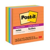 Post-it® Notes Super Sticky Pads in Energy Boost Collection Colors, Note Ruled, 4" x 4", 90 Sheets/Pad, 6 Pads/Pack Item: MMM6756SSUC
