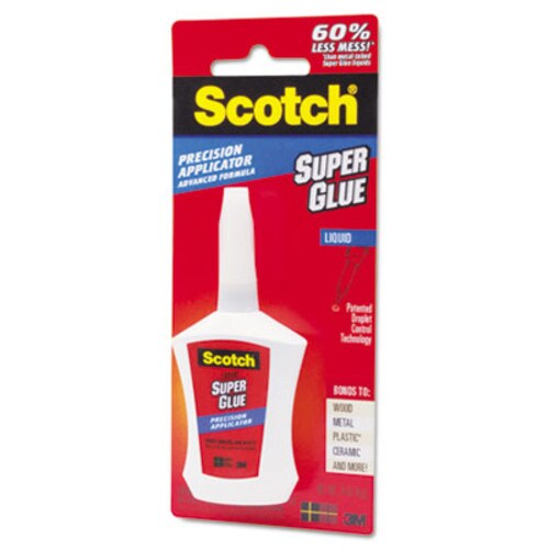 Scotch® Super Glue with Precision Applicator, 0.14 oz, Dries Clear Item: MMMAD124