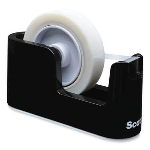 Scotch® Heavy Duty Weighted Desktop Tape Dispenser with One Roll of Tape, 3" Core, ABS, Black Item: MMMC24