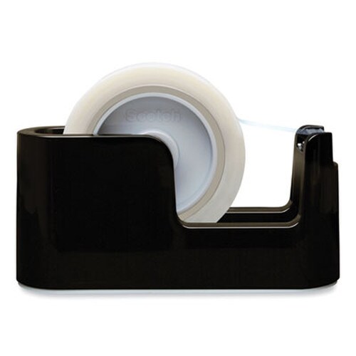 Scotch® Heavy Duty Weighted Desktop Tape Dispenser with One Roll of Tape, 3" Core, ABS, Black Item: MMMC24