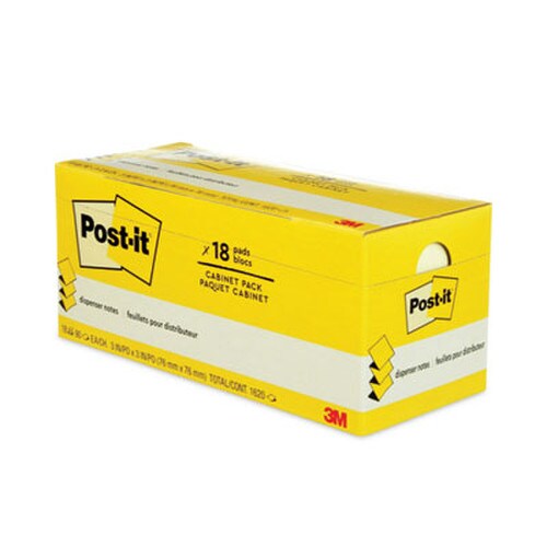 Post-it® Pop-up Notes Original Canary Yellow Pop-up Refill Cabinet Pack, 3" x 3", Canary Yellow, 90 Sheets/Pad, 18 Pads/Pack Item: MMMR33018CP