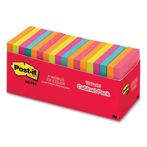 Post-it® Dispenser Notes Original Pop-up Refill Cabinet Pack, 3" x 3", Poptimistic Collection Colors, 100 Sheets/Pad, 18 Pads/Pack Item: MMMR33018CTCP