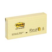Post-it® Pop-up Notes Original Canary Yellow Pop-up Refill, Note Ruled, 3" x 3", Canary Yellow, 100 Sheets/Pad, 6 Pads/Pack Item: MMMR335YW