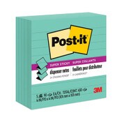 Post-it® Pop-up Notes Super Sticky Pop-up Notes Refill, Note Ruled, 4" x 4", Aqua Wave, 90 Sheets/Pad, 5 Pads/Pack Item: MMMR440WASS